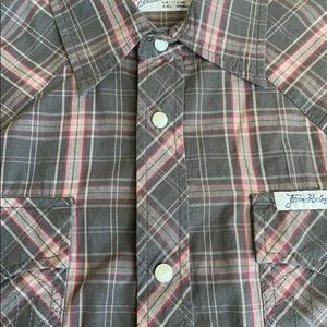 True Religion Brown Plaid Western Pearl Snap Size Large Long Sleeve Shirt B70